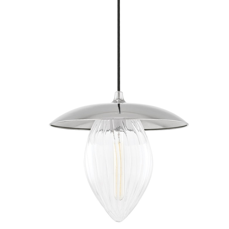 Luminaire suspendu en dome à 1 lumière, Nickel poli