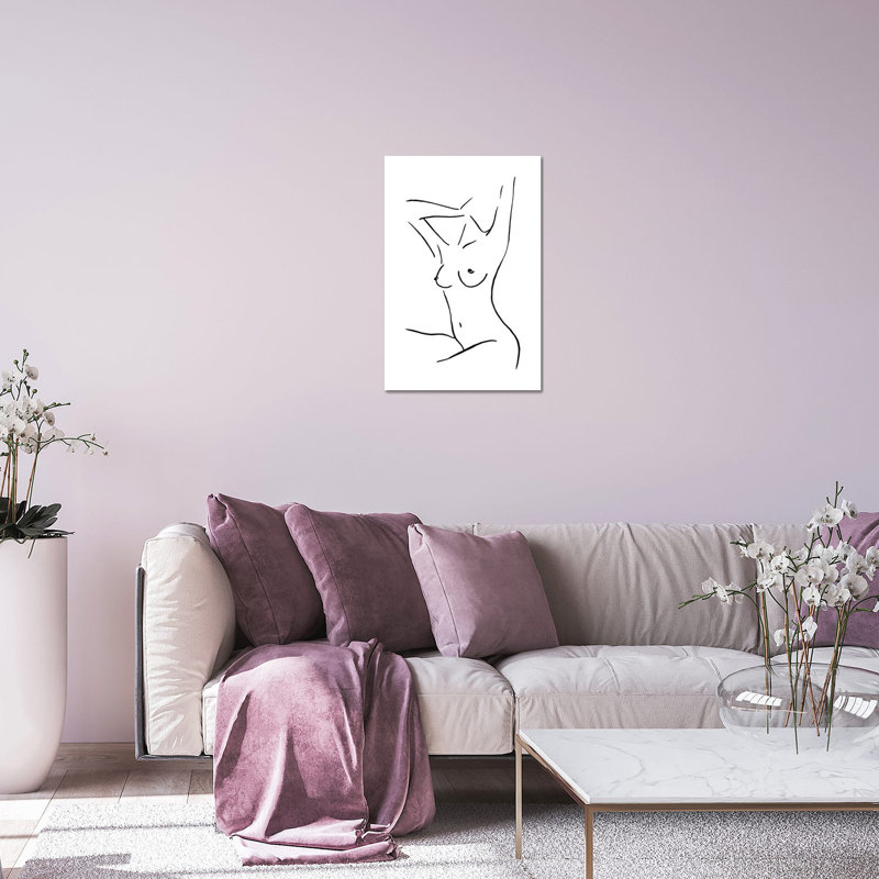 Esquisse de corps féminin III - impression en noir et blanc sur verre acrylique, H 24 po x l 16 po x P 0,25 po
