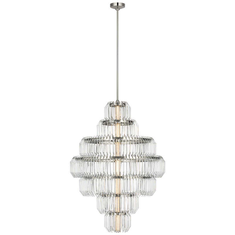 Waterford Killarney 32" Layered Chandelier with Clear Crystal, Polished Nickel