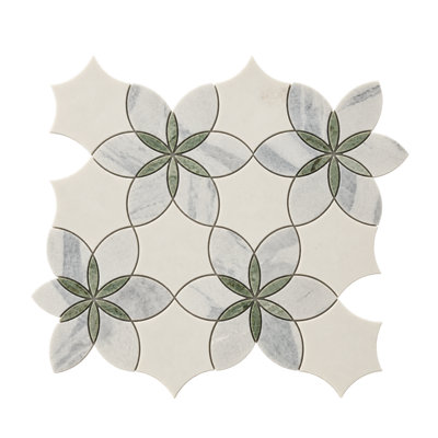12" X 12" Green Nature Leaf Mosaic Floor And Wall Tile