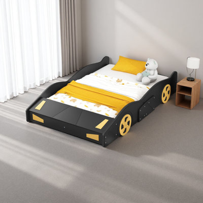 Race Car-Shaped Platform Bed With Wheels And Storage