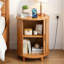 Table de bout cannelée ronde de 23,6 po avec station de charge et rangement pour porte coulissante-488845074-490842231