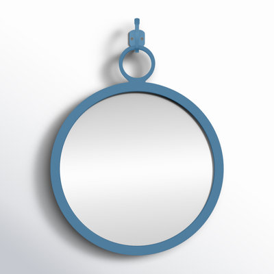 Higgins Crescent Round Iron Frame Accent Mirror with Oversized Hook