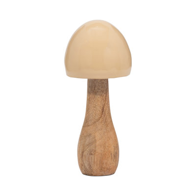 Mango Wood 6" Coned Mushroom Figurine in Burnt Orange.