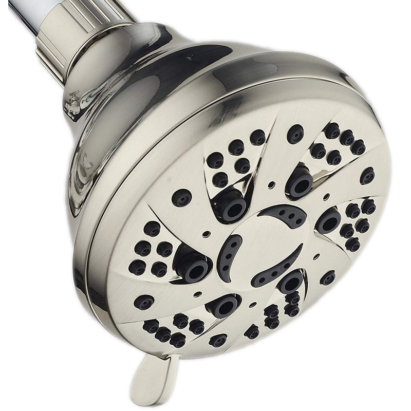 Brushed Nickel Adjustable 6-Setting Wall Mounted Shower Head