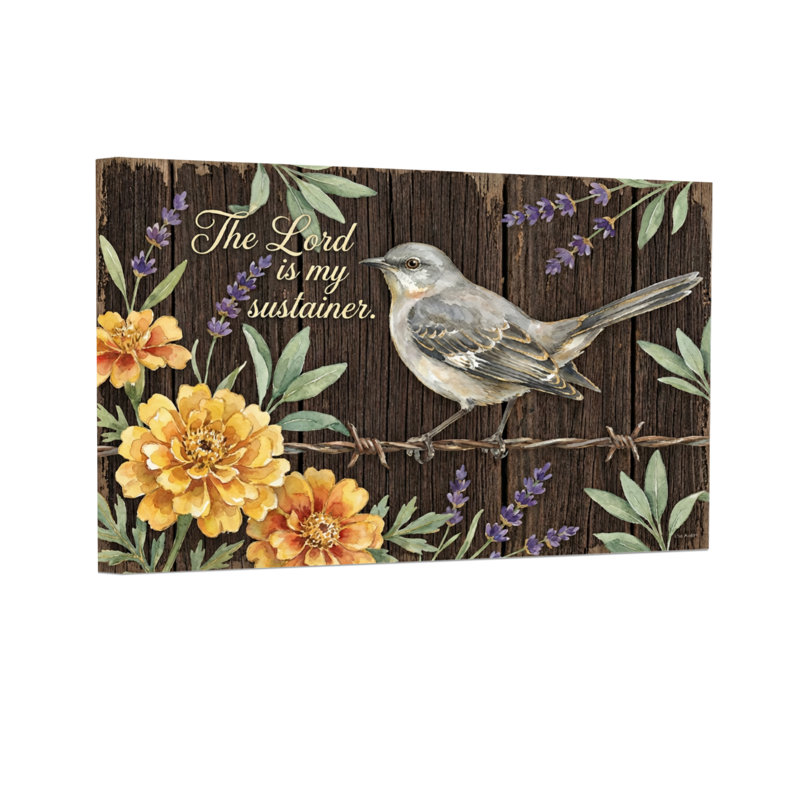 Texte et chiffres Oiseau sur une clôture avec des fleurs et des Écritures, H 12 po x l 18 po