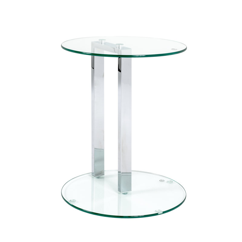 Holly Glass Top Pedestal End Table