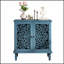 Commode d'appoint rétro sculptée, buffet de rangement à 2 portes avec motif floral symétrique, tablette réglable et pieds en bois massif pour le vestibule du salon