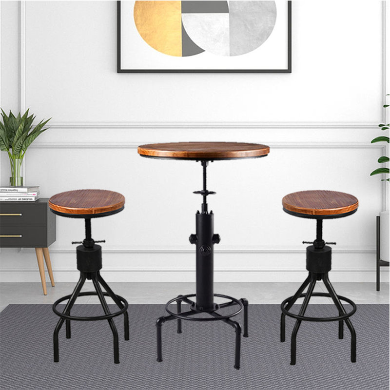 Seefeldt 2 - Person Pine Solid Wood Top Pedestal Dining Set
