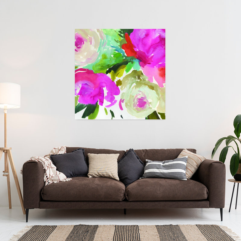 Belle III, art floral abstrait et naturel, H 36 po x l 36 po