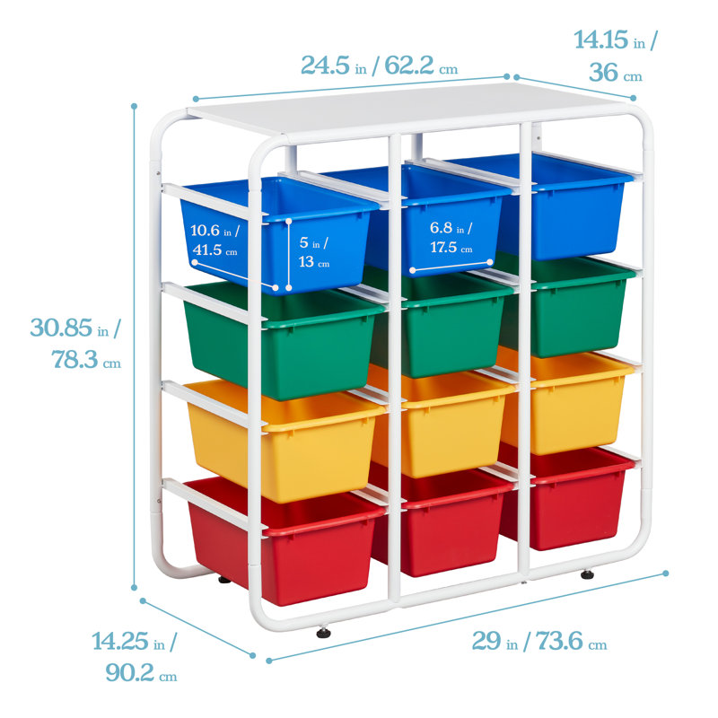 Primary Color Modular Kids Storage Rack with 12 Bins