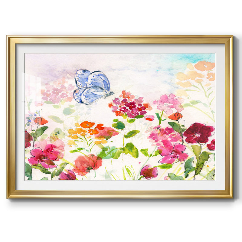 «Summer Garden Butterfly», impression sur papier, Or, H 15 po x l 21 po x P 1,5 po