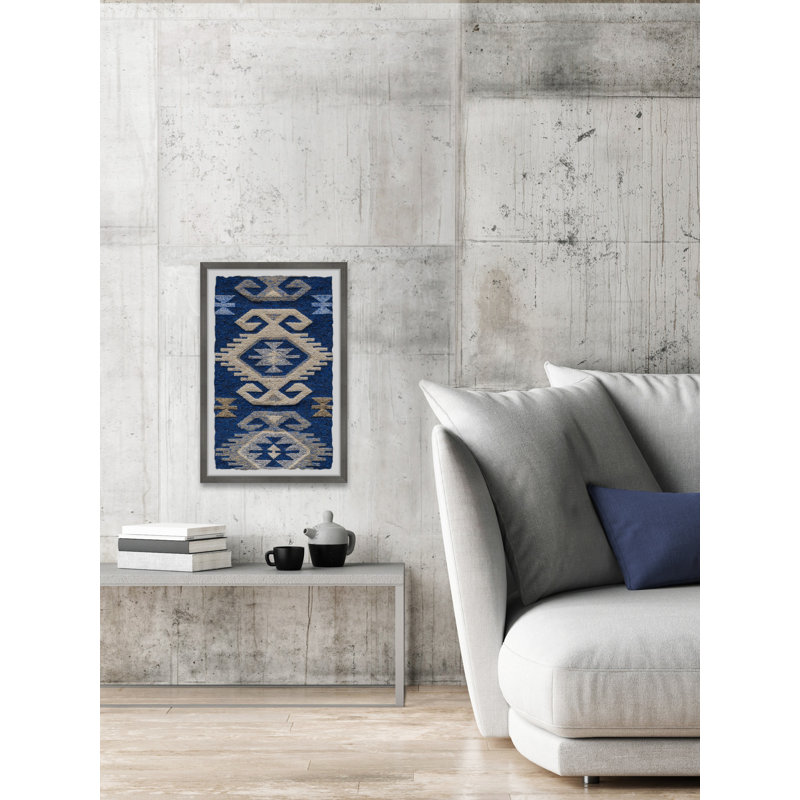 Blue Carpet Pattern - Single Picture Frame Print, 30cm H x 20cm W x 3.81cm D