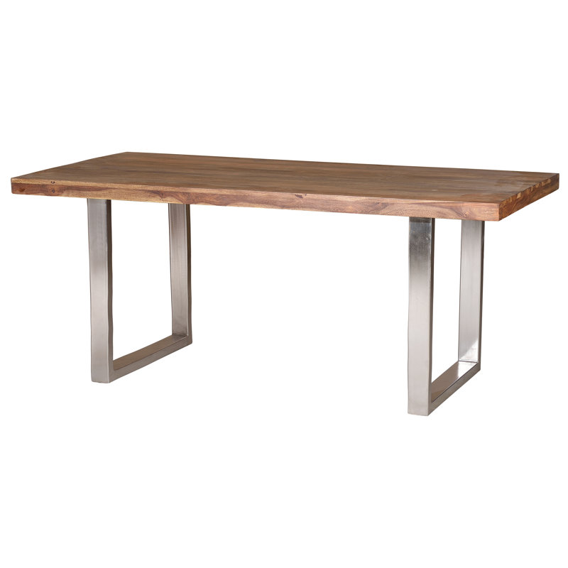 Busch Solid Wood Top Metal Base Dining Table