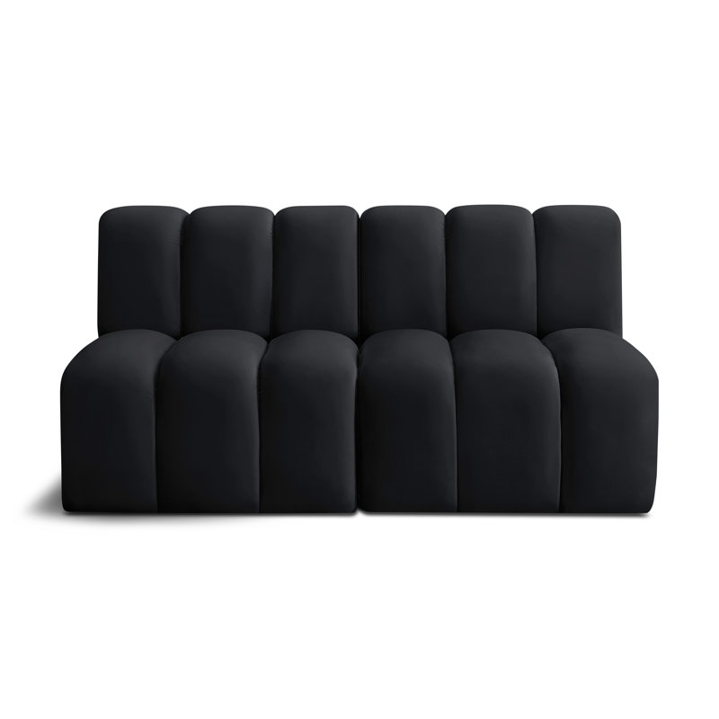 Hiral Upholstered Sectional Reversible, Black Velvet