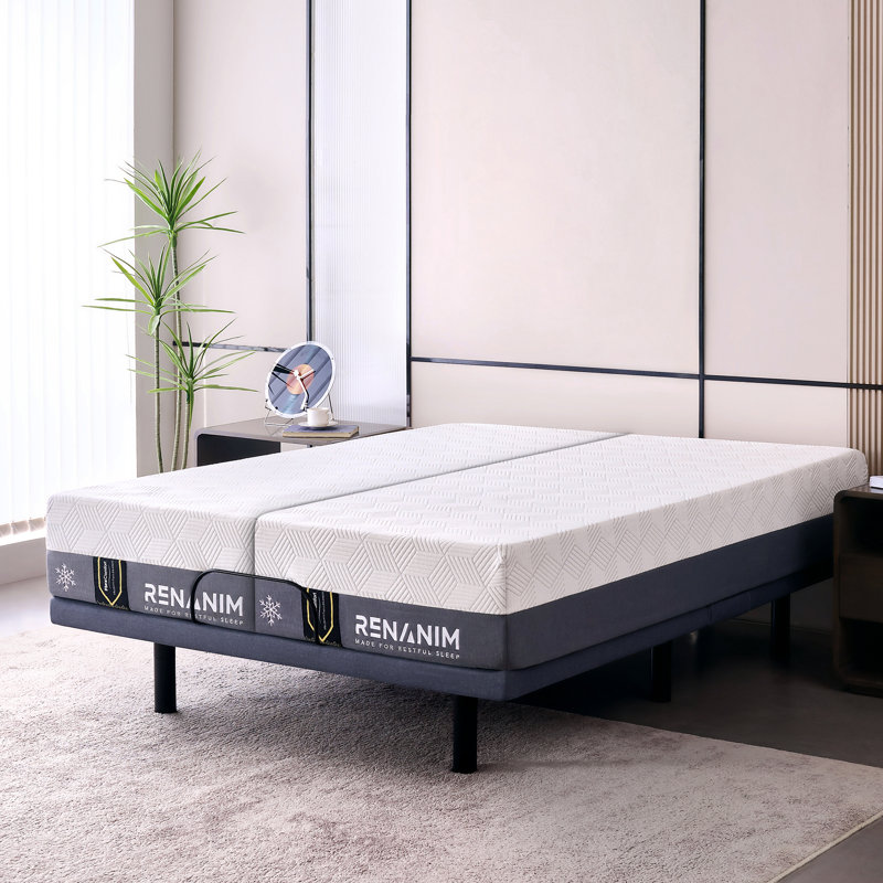 Renanim Split King Hybrid Foam Mattress - 12 Inch – Breathable Comfort, Motion Isolation Mattress in a Box, Split King, 12