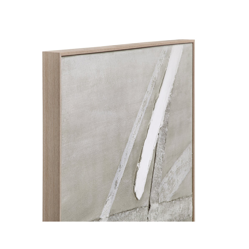 Chapman Brown and White Abstract Canvas Art with Wood Frame