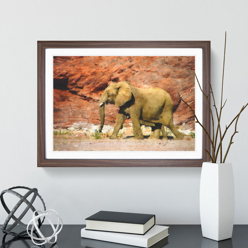 Elephant Vol.6 - Picture Frame Graphic Art, 36cm H x 48cm W x 2cm D, Walnut Framed
