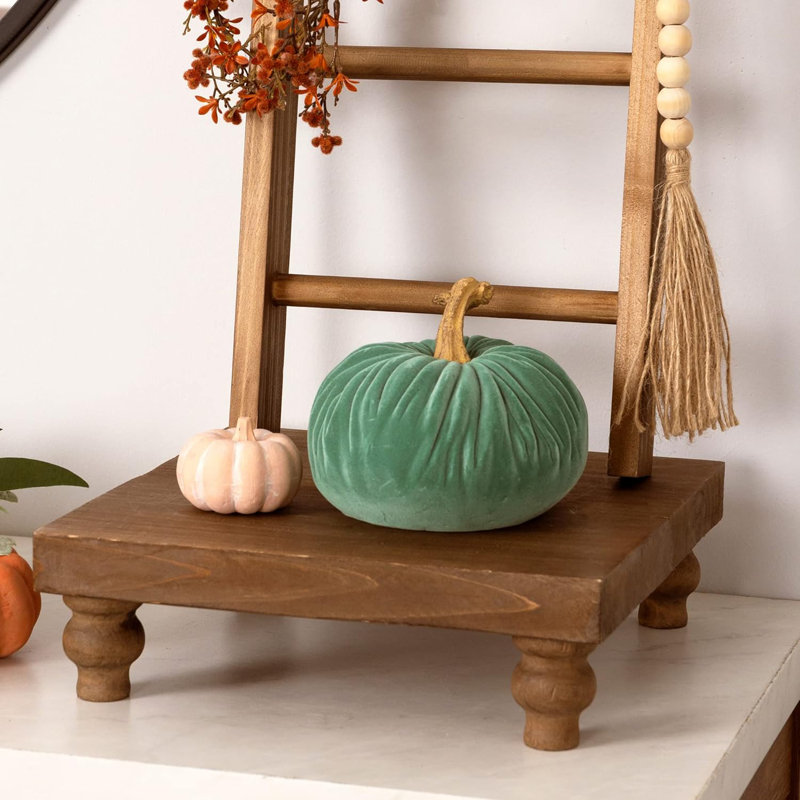 Farmhouse Decorative Fall Small Aqua Flocked Fabric Pumpkin | Rustic Fall Table Decor for Seasonal Flair | Velvet Fall Pumpkin Decor for Tables and Mantels