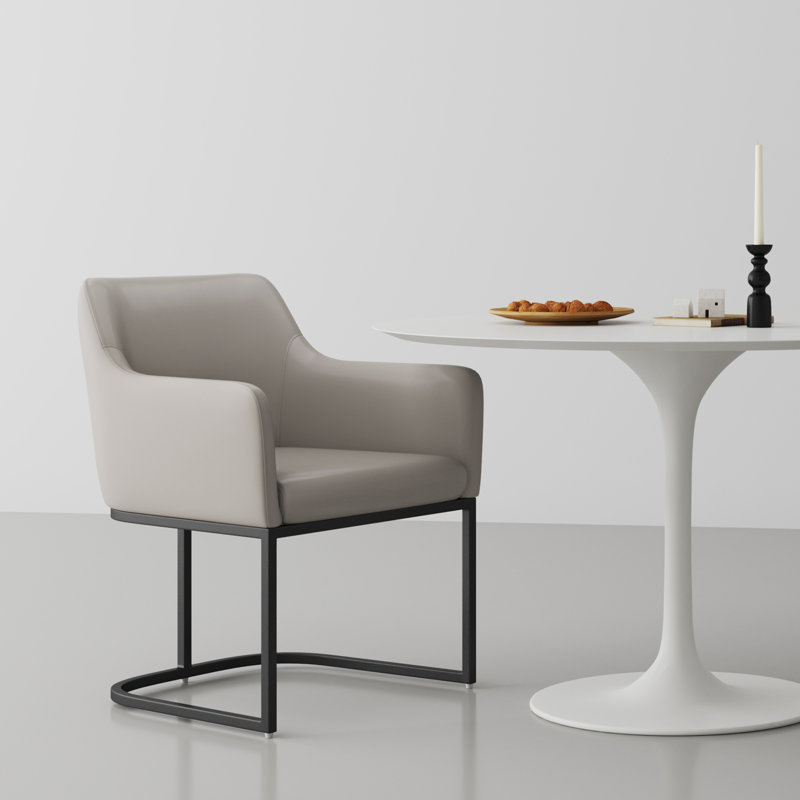 Fauteuil en cuir gris clair Serena Serena, Gris clair