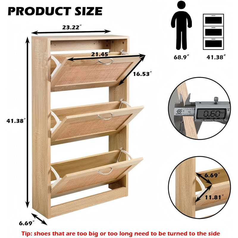 Rattan 3 Tier Shoe Storage