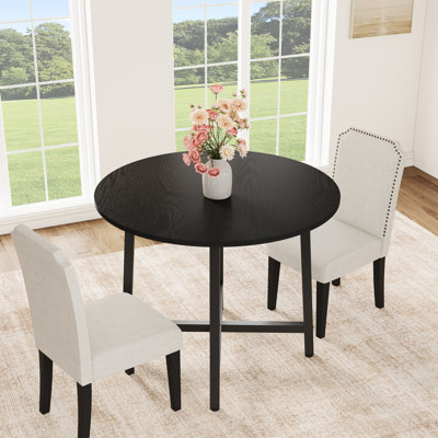 Table de salle à manger industrielle 31,5 po pour 4 à 6 personnes - Table de cuisine en bois peu encombrante - Structure en métal robuste - Parfait pour la salle à manger ou la cuisine - Aucune chaise incluse - Noir
