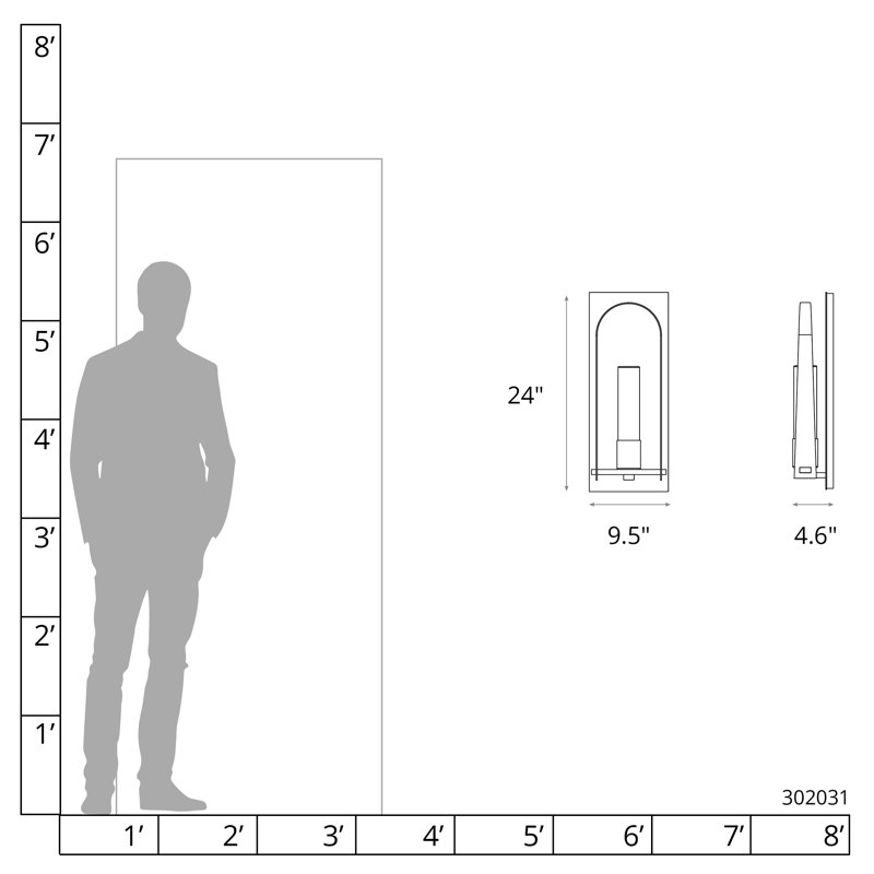 Triomphe Aluminum Wall Light, 24" H x 9.5" W x 4.6" D, White, Seeded Clear