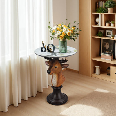 Table d'appoint avec tête de cerf et table d'appoint