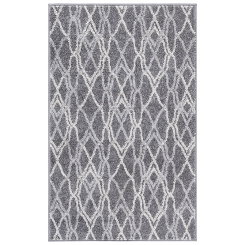 Tapis gris à motif géométrique Ammundsen, Rectangle 2 pi 6 po x 4 pi