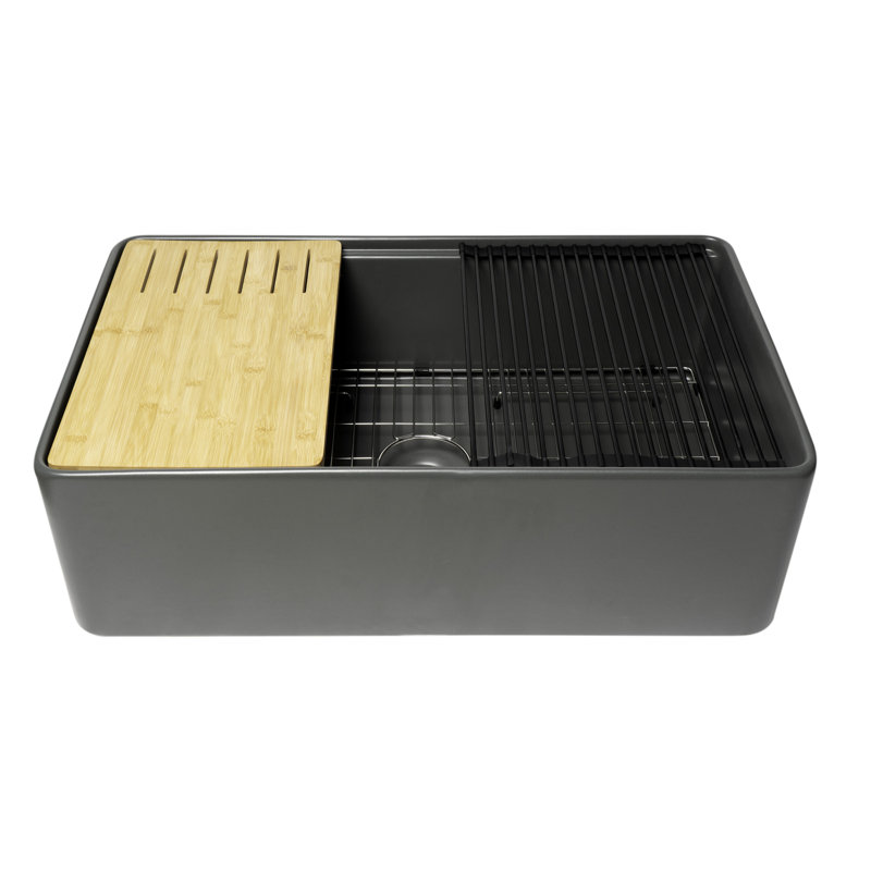 33'' L Single Bowl Fireclay Kitchen Sink, 91 cm H x 61 cm W