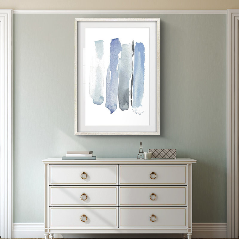 Blue Streak I - impression encadrée, H 28,5 po x l 20,5 po, Blanc