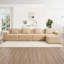 Canapé modulaire modulaire en L à 4 places sans os, canapé modulaire Cloud avec assise profonde, canapé modulaire moderne à 4 places avec coussins décoratifs et 1 repose-pieds mobile, tissu en velours côtelé-619868899