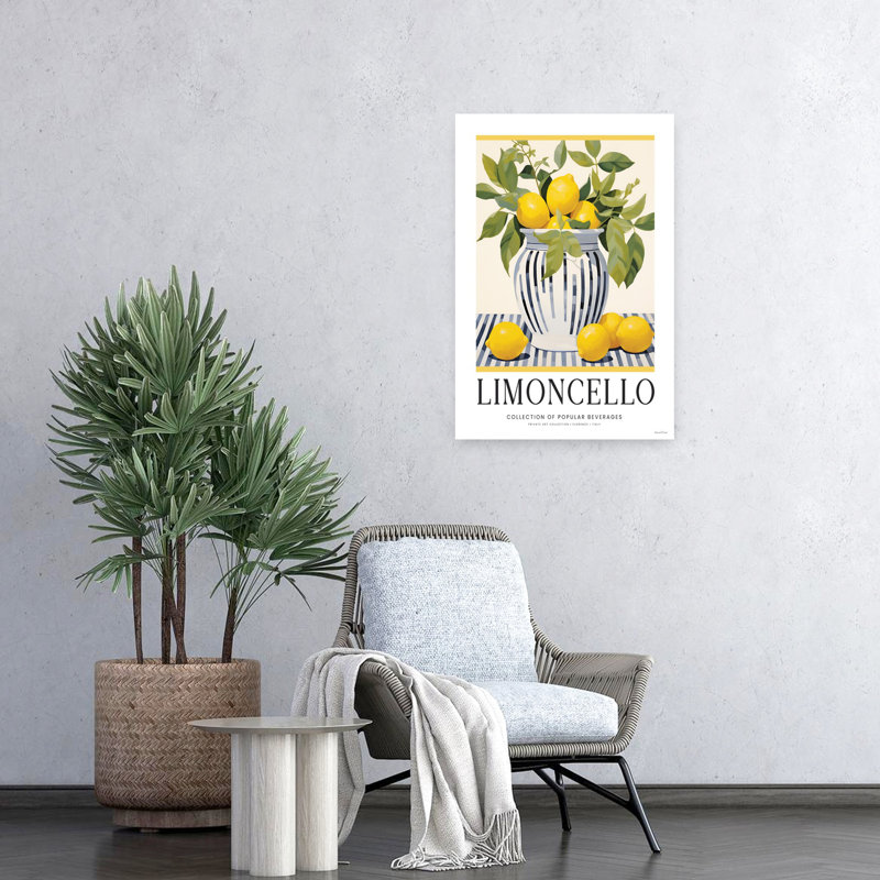 Limoncello, art abstrait de fruits contemporain, H 24 po x l 16 po