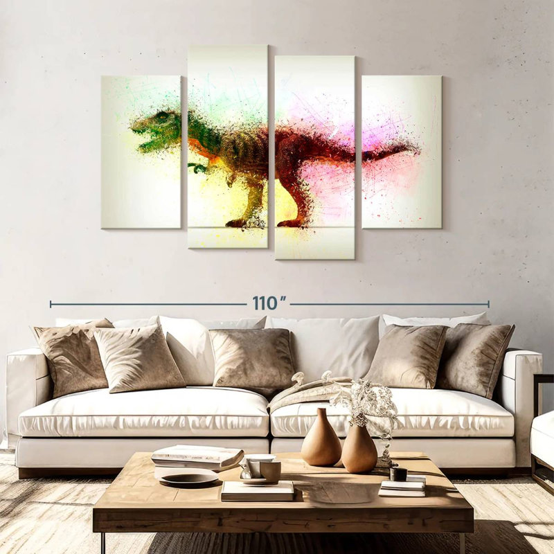 Brampt dinosaure abstrait, H 54 po x l 84 po