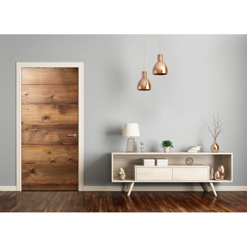 Wooden Background Door Decal