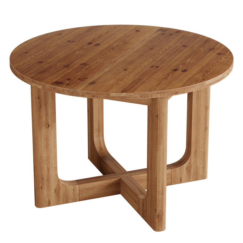 Round Wood Top Dining Table with Wood Base
