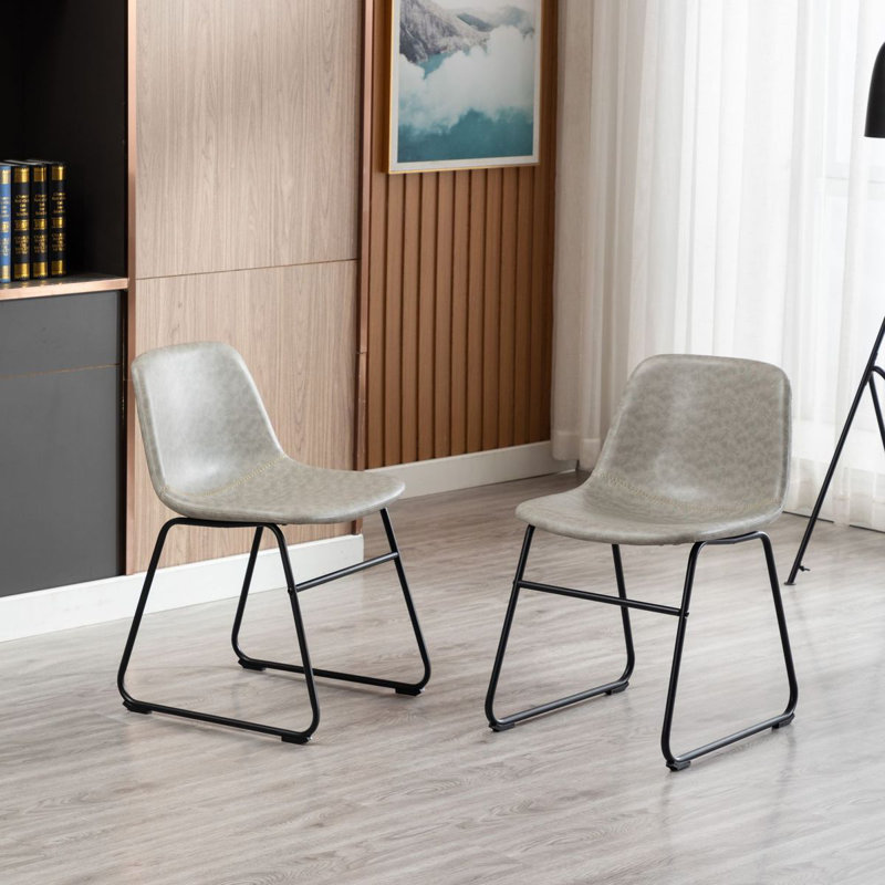 Davey Faux Leather Upholstered Side Chair, Gray
