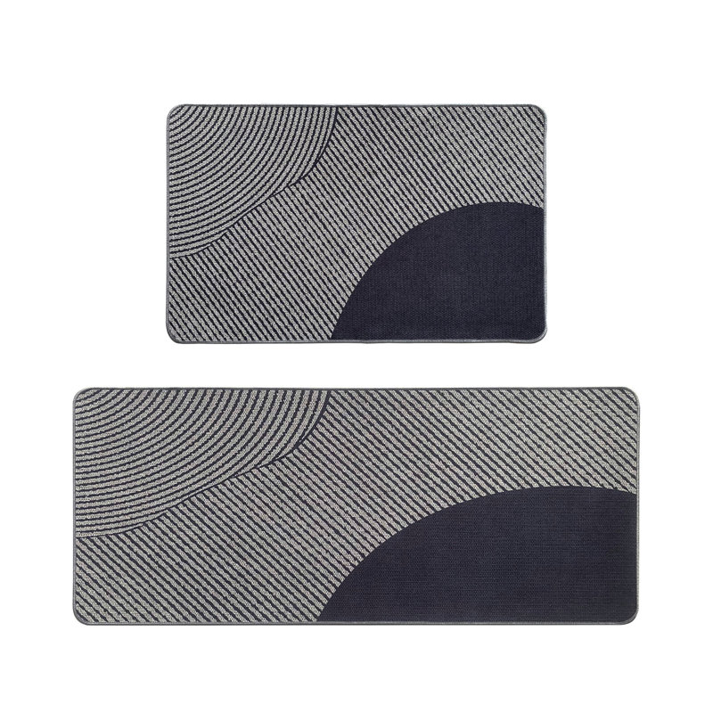 Ensemble de tapis de cuisine géométriques, Gris