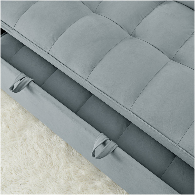 Canapé-lit pliable polyvalent de 54,33 pouces en 3 longueurs, canapé-lit moderne en velours, dossier réglable (gris clair)