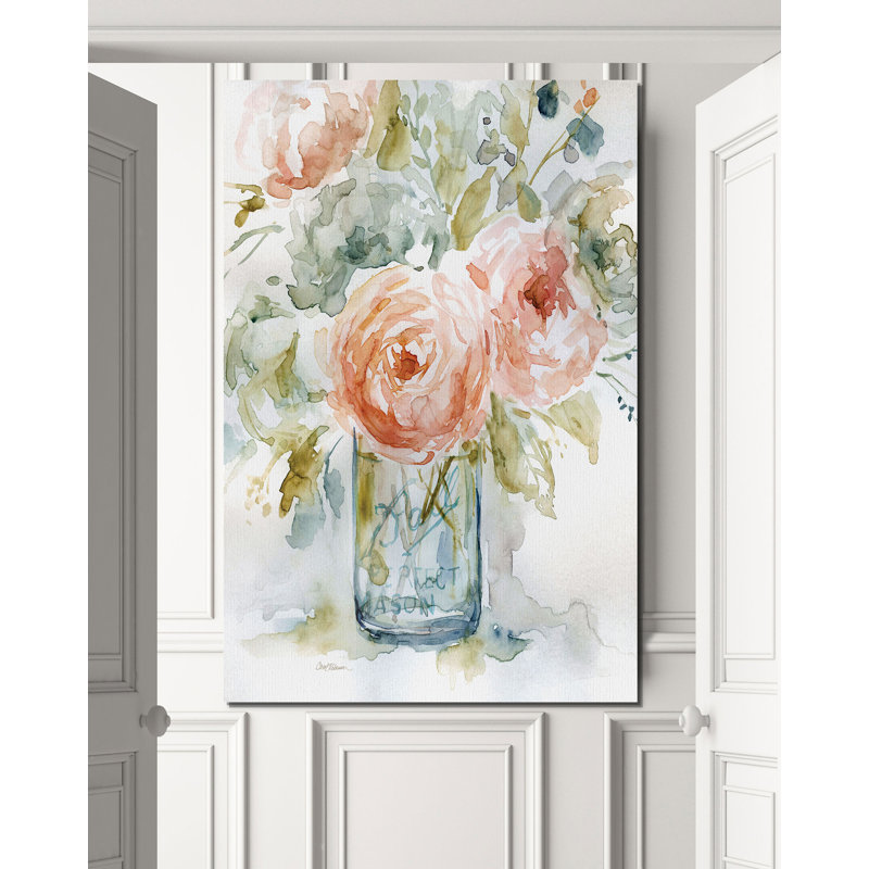 « chou roses i », reproduction, H 48 po x l 32 po x P 1,5 po, Toile tendue