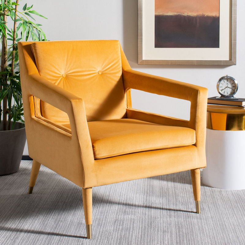 Velveteen 30.31" Wide Tufted Velvet Armchair, Marigold Velvet