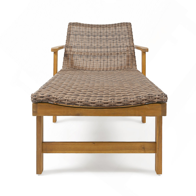 Chaise longue en bois et osier, Naturel