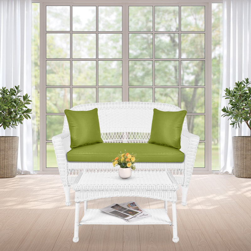 Nathanael 2 - Person Patio Conversation Set with Cushions, Green, White