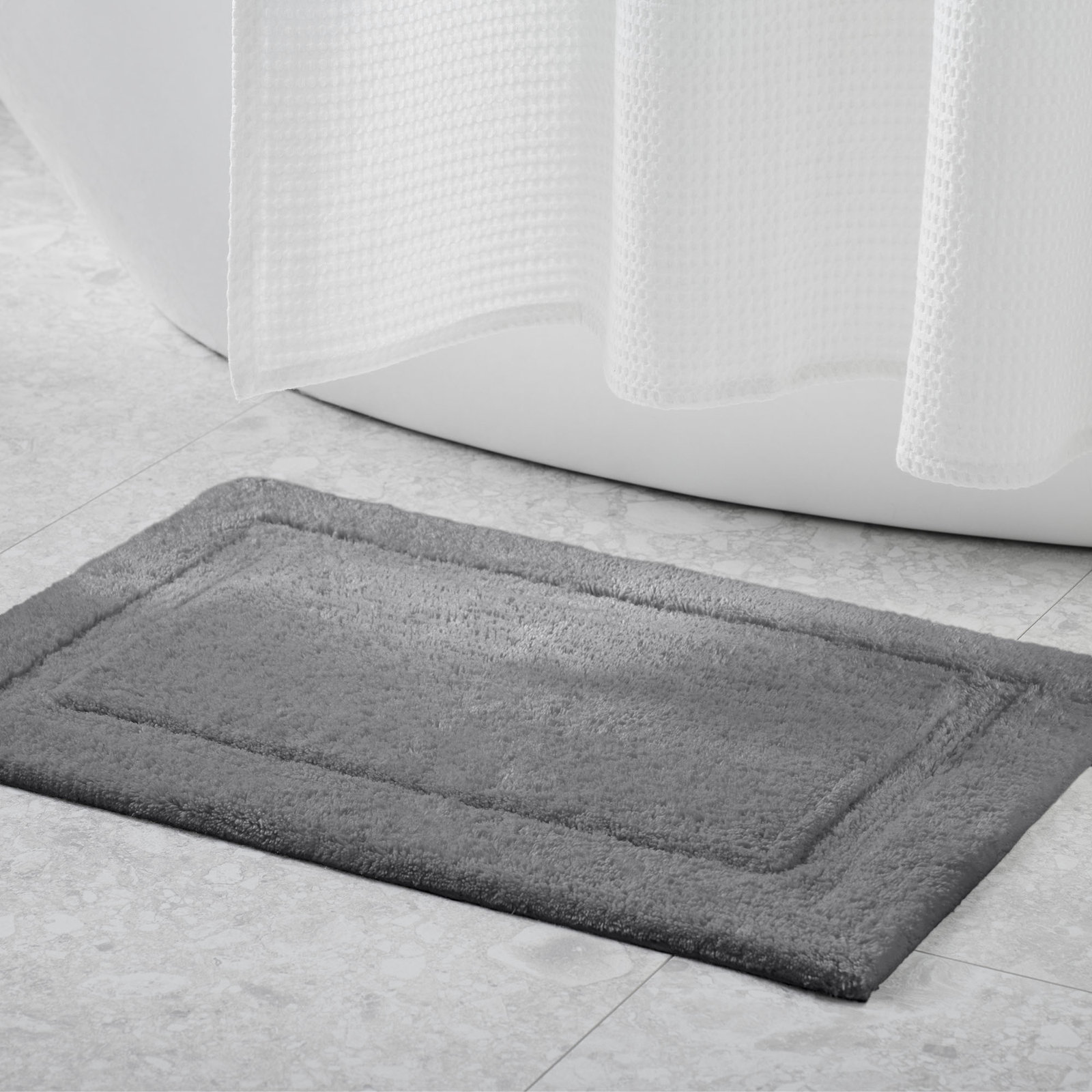 Rane Plush Cotton Bath Mat, 17"W x 24"L, Charcoal