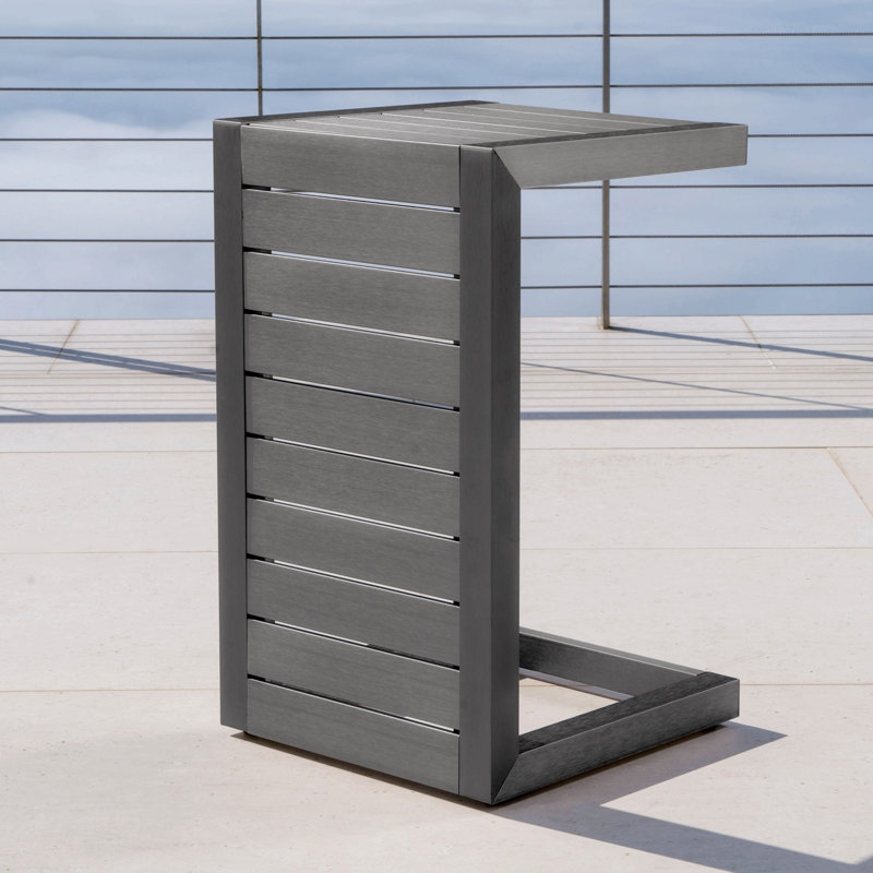 Table en C pour patio ou cour arrière, Gris