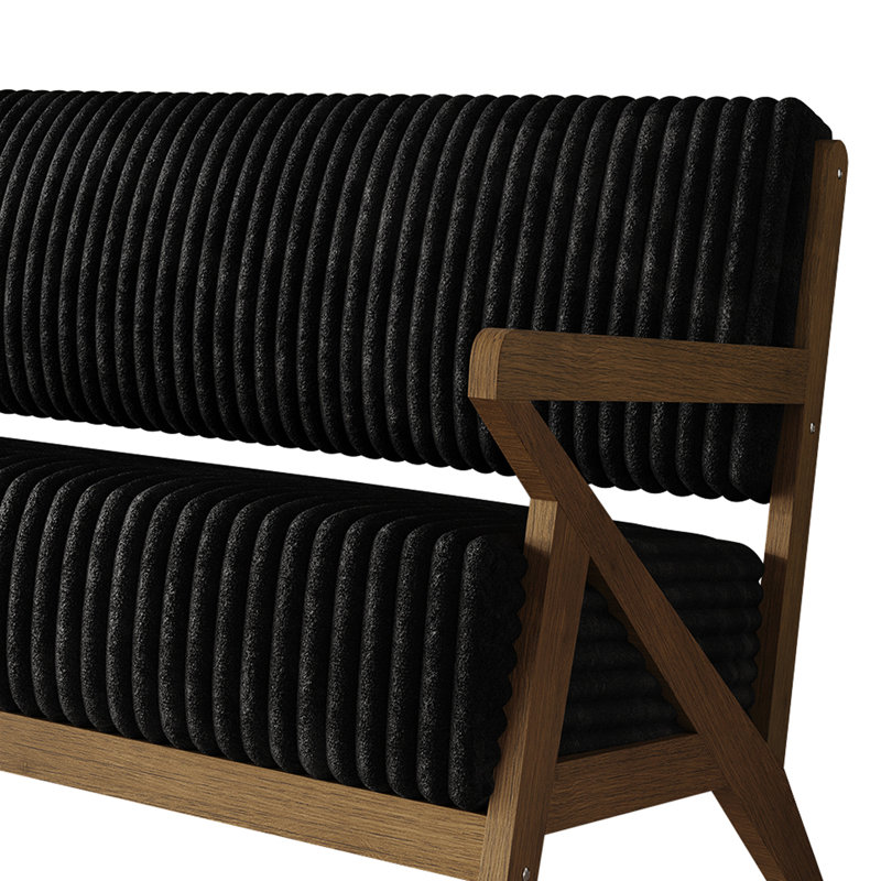 Ensemble de canapé contemporain en velours côtelé 2 pièces Merrin, Noir