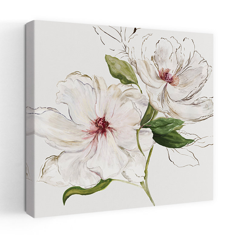 Rose Bontanical II, délicat, pivoine contemporaine, art floral naturel, H 18 po x l 18 po