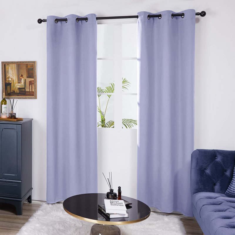 Thermal Insulated Room Darkening Grommet Curtain Panels (Set of 4), 42" W x 63" L, Light Purple