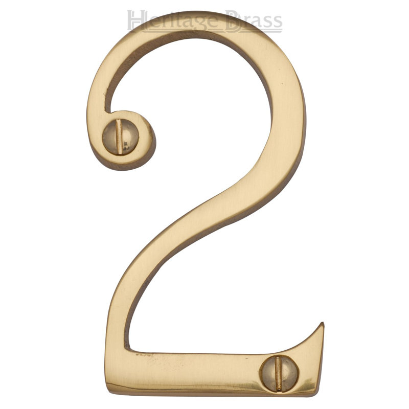 Heritage Brass Heritage Numeral Face Fix 76mm (3"), 2, Polished Brass