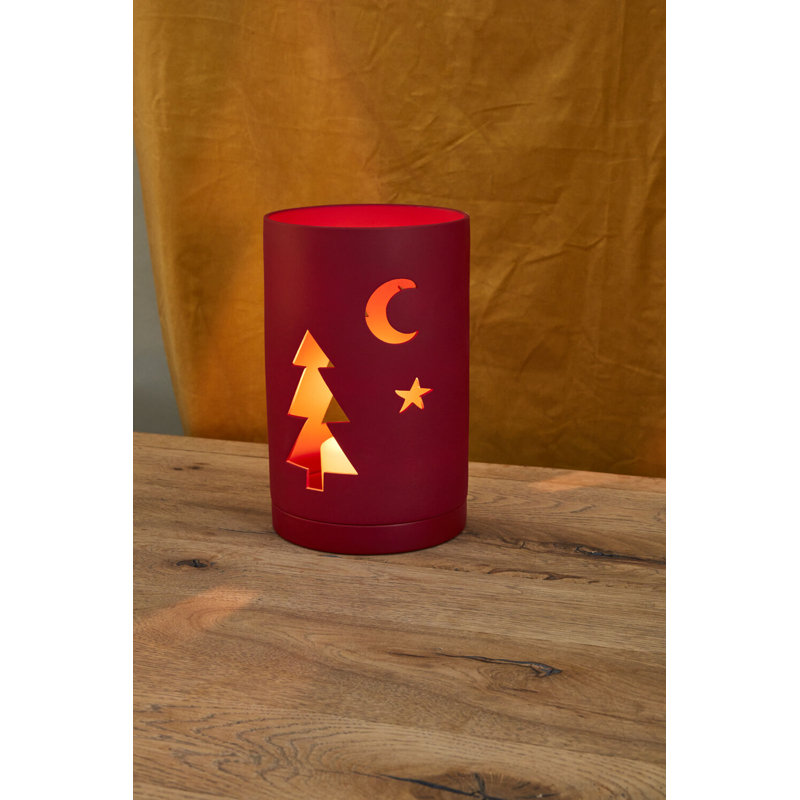 Willowby Lantern, Red, 10.75" H x 6.75" W x 6.75" D